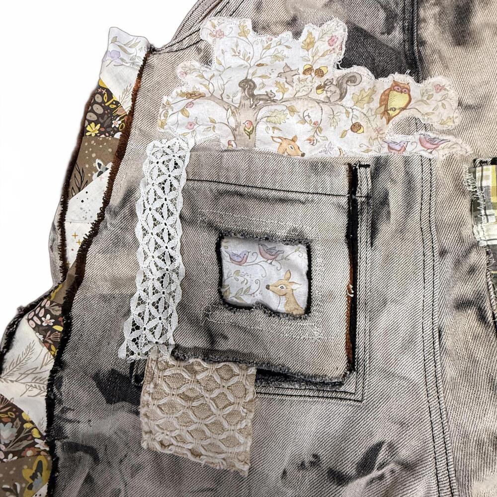 Handmade Up-cycled Magnolia Pearl‎ inspired quilted Miner Overalls NWT - Picture 10 of 16